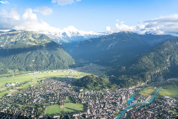 Tolle Luftaufnahme Von Interlaken Harder Kulm Schweiz — Stockfoto