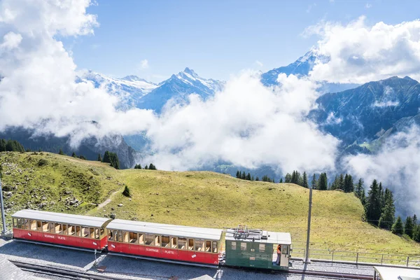 Słynny Pociąg Platte Schynige Bahn Interlaken Alpy Szwajcarskie — Zdjęcie stockowe