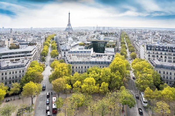 从法国凯旋门拍摄的巴黎全景 图库图片