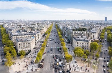 Fransa 'nın Zafer Kemeri' nden alınan Paris 'in panoramik görüntüsü