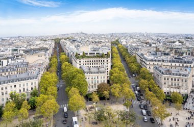 Fransa 'nın Zafer Kemeri' nden alınan Paris 'in panoramik görüntüsü