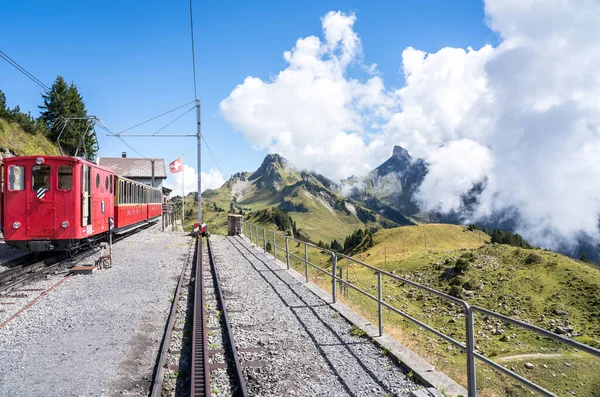 有名なSchynigeプレート列車 バーン インターラーケン スイスアルプス — ストック写真
