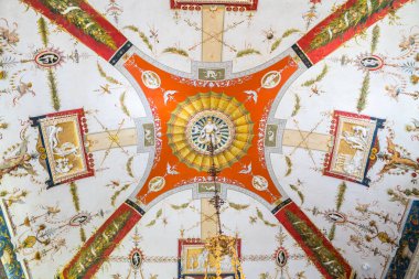 Villa Carlotta 'nın muhteşem tavanı, Como Gölü, İtalya