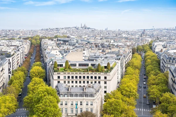 stock image Panoramic view of Paris taken from the Triumphal Arch, France