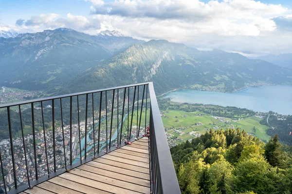 Vista Natureza Aérea Topo Interlaken Harder Kulm Suíça — Fotografia de Stock