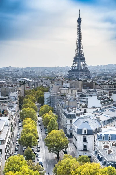 Panoramisch Uitzicht Parijs Vanuit Triomfboog Frankrijk — Stockfoto