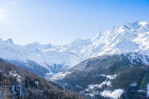 Sviçre Saas Fee Yakınlarında Allalinhorn Dom Ile Ünlü Dağ Kitlesi Telifsiz Stok Imajlar