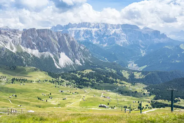 Famoso Grupo Sella Maciço Verão Tirol Sul Itália Imagem De Stock