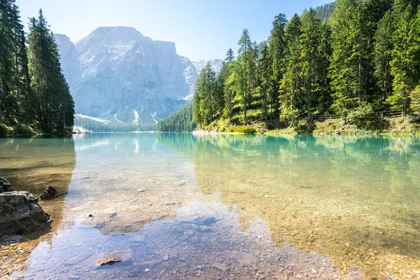 Braiesjön Dolomiterna Sydtyrolen Italien — Stockfoto