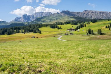 Dünyaca ünlü Seiser Alm (Alpe di Siusi), Güney Tyrol, İtalya.