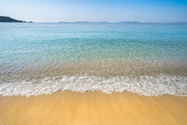 stock image Famous Plage de Jean Blanc with turquoise water on French Riviera, France