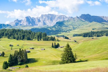 Dünyaca ünlü Seiser Alm (Alpe di Siusi), Güney Tyrol, İtalya.
