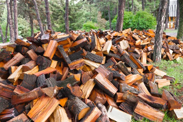 Large Pile Firewood Ready Burnt Closeup — Stock Photo, Image