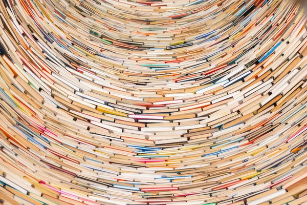 Large Pile Books Stacked Closeup — Stock Photo, Image
