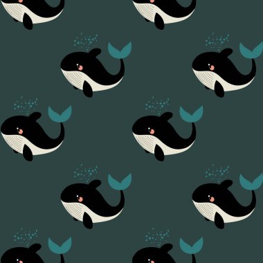 Neşeli balinalar için büyüleyici bir tasarım.