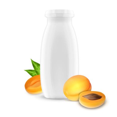 Bottle of yogurt with apricot. EPS10 vector