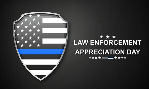 stock vector Shield with Law Enforcement Support Flag. National Law Enforcement Appreciation Day. EPS10 vector