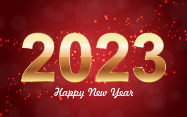 Shiny gold 2023 new year greetings card. EPS10 vector
