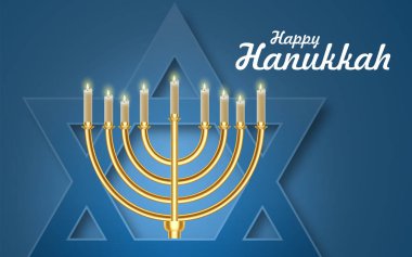 Jewish holiday Hanukkah background with menorah and burning candles. EPS10 vector