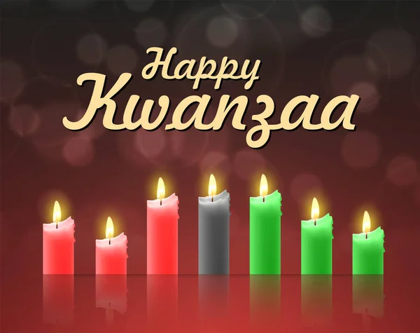 Kwanzaa Seven Candles Dark Background African Holiday Symbol Eps10 Vector — Stockový vektor