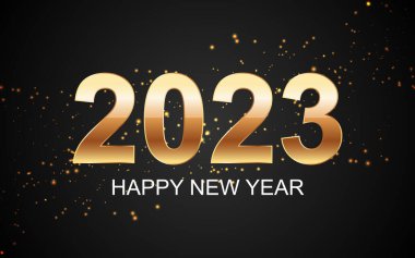 Shiny gold 2023 new year greetings card. EPS10 vector