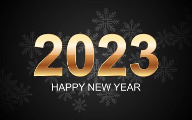 Shiny gold 2023 new year greetings card. EPS10 vector