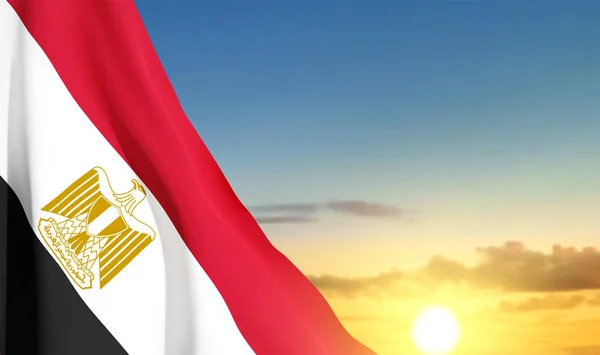 stock vector Egypt flag on background of sunset. Patriotic background. EPS10 vector