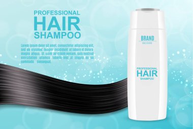 Hair shampoo cosmetic bottle. Cosmetic ads design. EPS10 vector