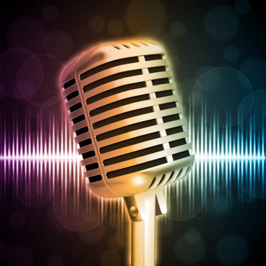 Background with retro microphone on stage. EPS10 vector