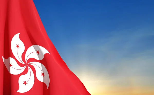 Bandeira Hong Kong Contra Pôr Sol Vetor Eps10 —  Vetores de Stock