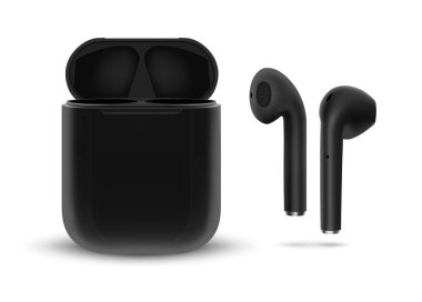 Kablosuz kulaklıklar beyaz arka planda izole edilmiş. EPS10 vektörü