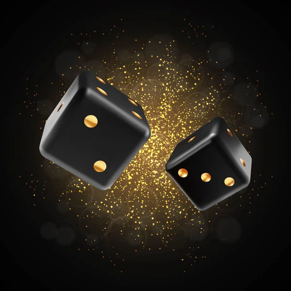 Two Diceson Glittering Background Casino Dice Black Background Eps10 Vector — Stock Vector