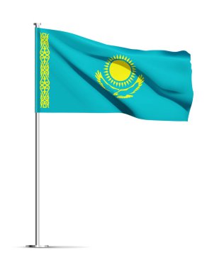 Kazakistan bayrağı beyaz arka planda izole edildi. EPS10 vektörü