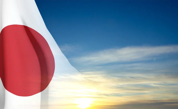 日本国旗挂在天空的背景上 Eps10病媒 — 图库矢量图片