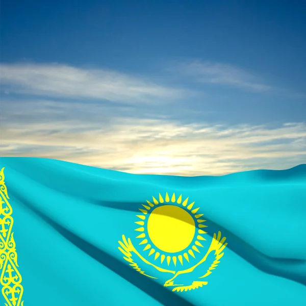 Vlag Van Kazachstan Achtergrond Van Lucht Eps10 Vector — Stockvector