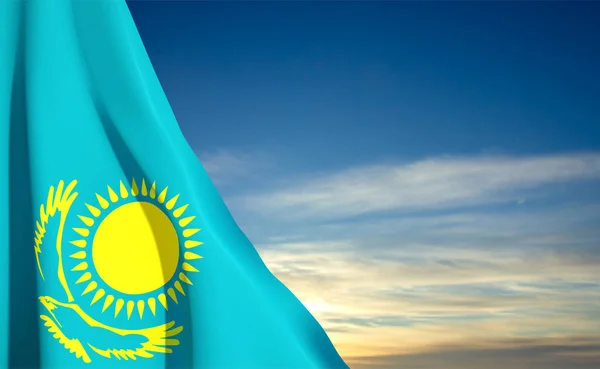 Vlag Van Kazachstan Achtergrond Van Lucht Eps10 Vector — Stockvector