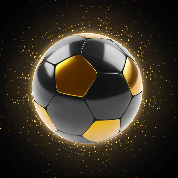 Черный Золотой Футбольный Мяч Блестящем Фоне Вектор Eps10 — стоковый вектор
