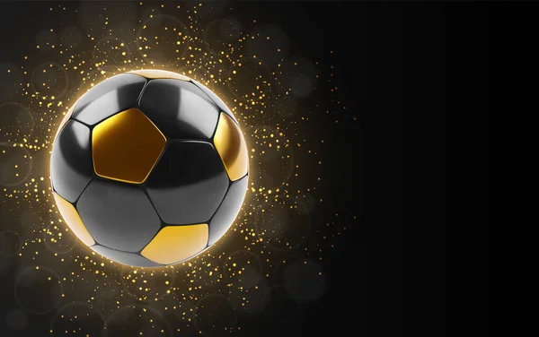 Bola Futebol Preto Dourado Sobre Fundo Brilhante Vetor Eps10 — Vetor de Stock
