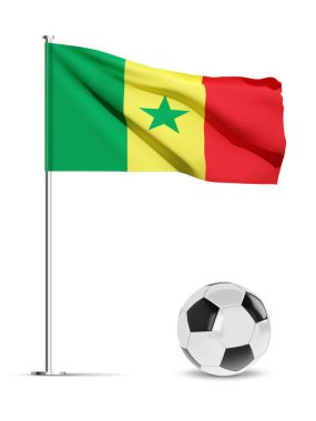 Beyaz arka planda izole edilmiş futbol toplu Senegal bayrağı. EPS10 vektörü