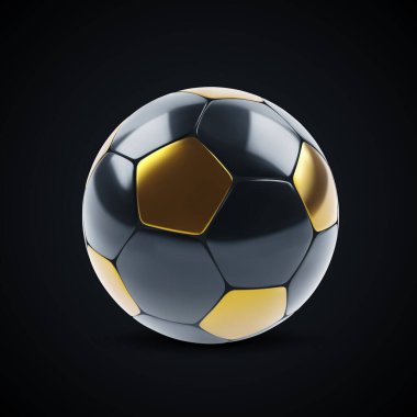 Siyah arka planda siyah ve altın futbol topu. EPS10 vektörü