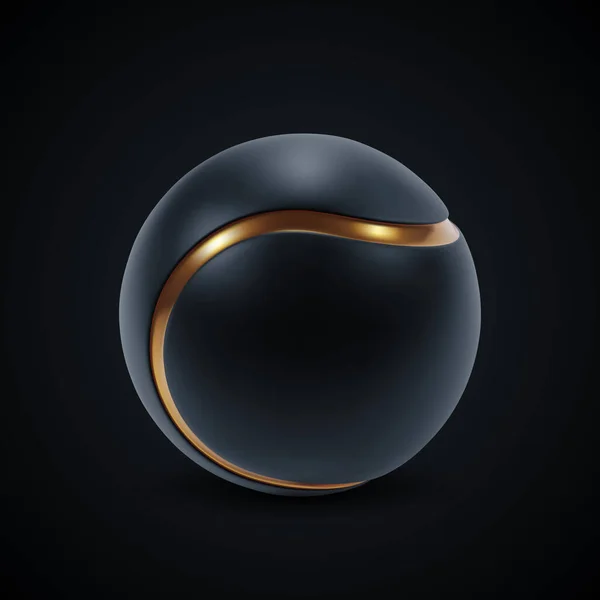 Черный Теннисный Мяч Золотой Линией Черном Фоне Вектор Eps10 — стоковый вектор