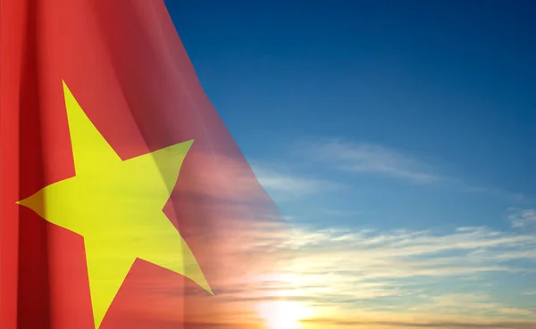 Bandeira Vietnã Com Tansparência Fundo Céu Histórico Patriótico Vetor Eps10 —  Vetores de Stock
