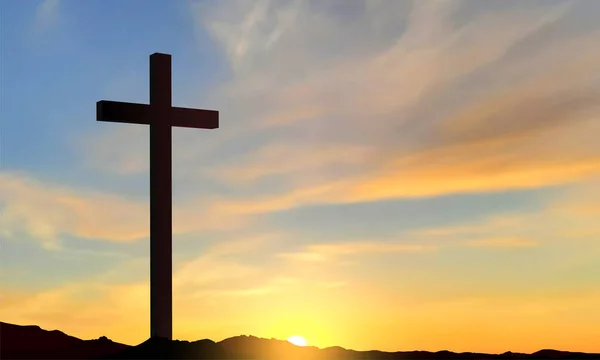 Wielki Piątek Piątek Przed Wielkanocą Chrześcijański Krzyż Przed Zachodem Słońca — Wektor stockowy
