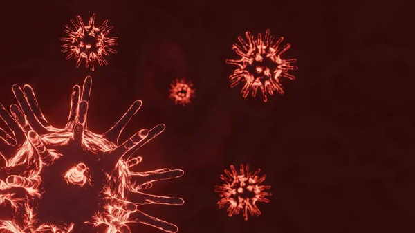 大肠病毒爆发和大肠病毒将流感背景作为一种带有疾病细胞的大流行病医学健康风险概念 3D渲染 — 图库照片