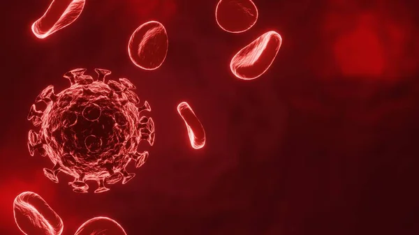 Koronavirus Krevní Buňky Věda Lékařské Zázemí Vykreslování — Stock fotografie