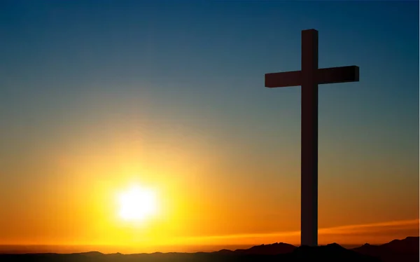 Goede Vrijdag Vrijdag Voor Pasen Christelijk Kruis Tegen Zonsondergang Eps10 — Stockvector