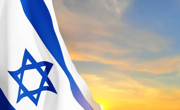 Israel Bandeira Contra Pôr Sol Vetor Eps10 —  Vetores de Stock