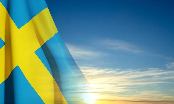 Bandeira Suécia Fundo Céu Histórico Patriótico Vetor Eps10 —  Vetores de Stock