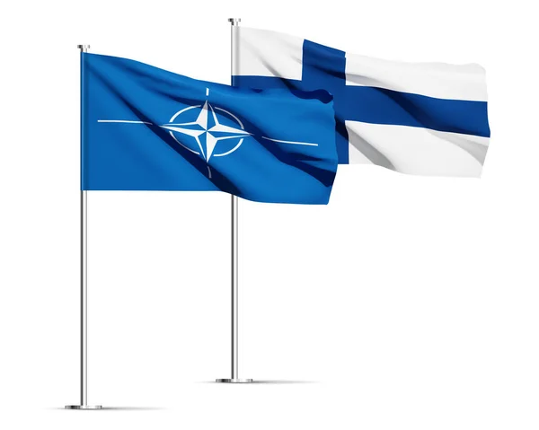 Bandeiras Nato Finlândia Moscou Rússia Abril 2023 — Fotografia de Stock