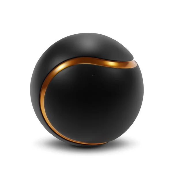 Schwarzer Tennisball Mit Einer Goldenen Linie Auf Weißem Hintergrund Eps10 — Stockvektor